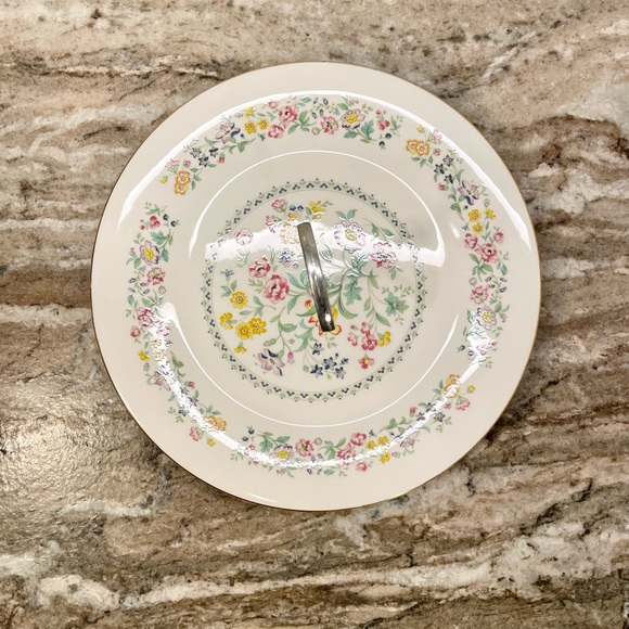 Royal Doulton Spring Glory Tidbit Tray Bone China with Silver Handle Vtg - Picture 4 of 11